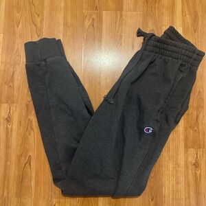 Champion charcoal gray draw string jogger sweatpants with logo on leg small